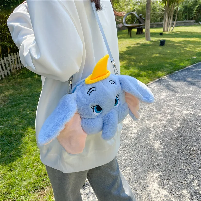 Bolso de hombro de felpa de dibujos animados de Disney, bandoleras cruzadas Kawaii, monedero de Cosplay de Anime Dumbo, regalos de cumpleaños