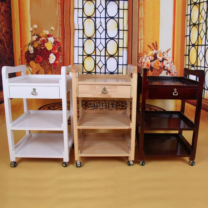 New High-End Solid Wood Beauty Salon Special Cart Three-Tier Tool Car Massage Beauty Salon