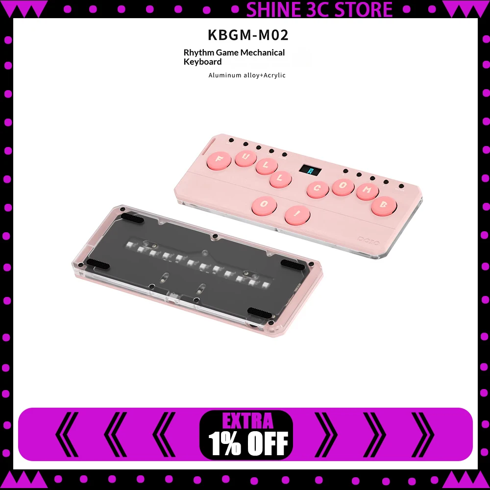 

DOIO KBGM-M02 Mechanical Keyboard Ergonomic Design Aluminum Alloy Material RGB Keyboard PBT Keycaps OLED Pc Accessories Gifts