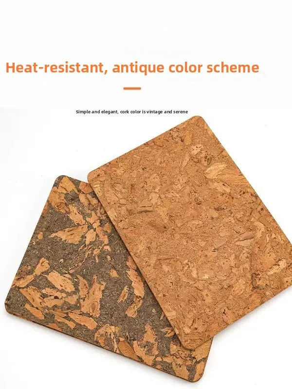 순수 코르크 내열 매트 사각형 나무 식탁 코스터 방열 차 테이블 매트 주방 조리대