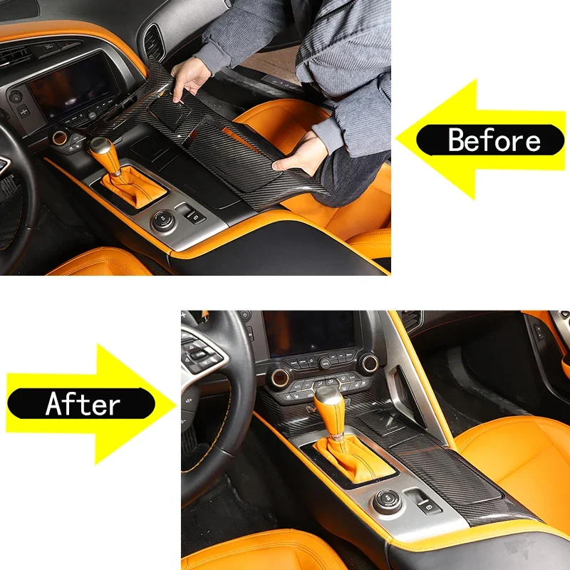 

For 2014-2019 Chevrolet Corvette C7 Car styling central control shift panel frame interior accessories 3Pcs Real carbon fiber