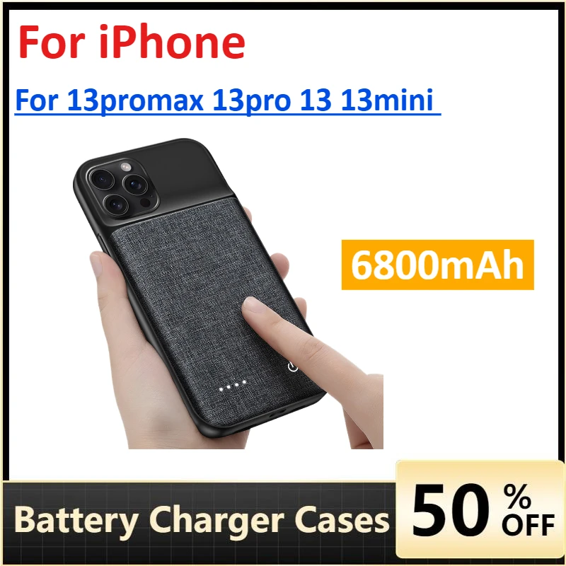 

6800mAh for IPhone 13promax 13pro 13 13mini Smart Battery Charger Case Portable Power Bank Charging Cover Batterie Externe