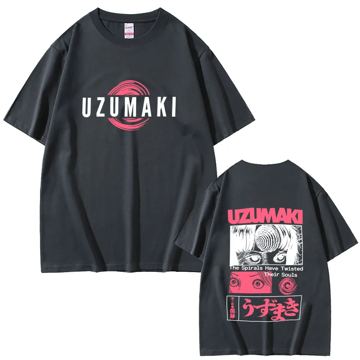 Anime Junji Ito Uzumaki T-shirt Summer Unisex Fashion Vintage Casual T Shirts Men Women Horror Manga Oversized Crewneck Tshirt