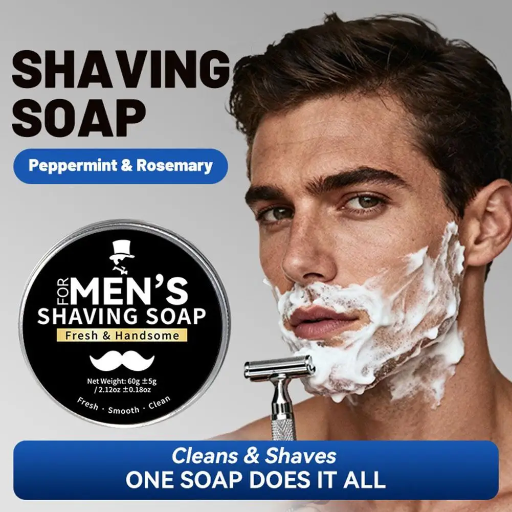 Men's Shaving Soap with Mint Extract & Olive Fruit Oil - Thick Rich Foam Beard Softening & Smooth Shaving Cream