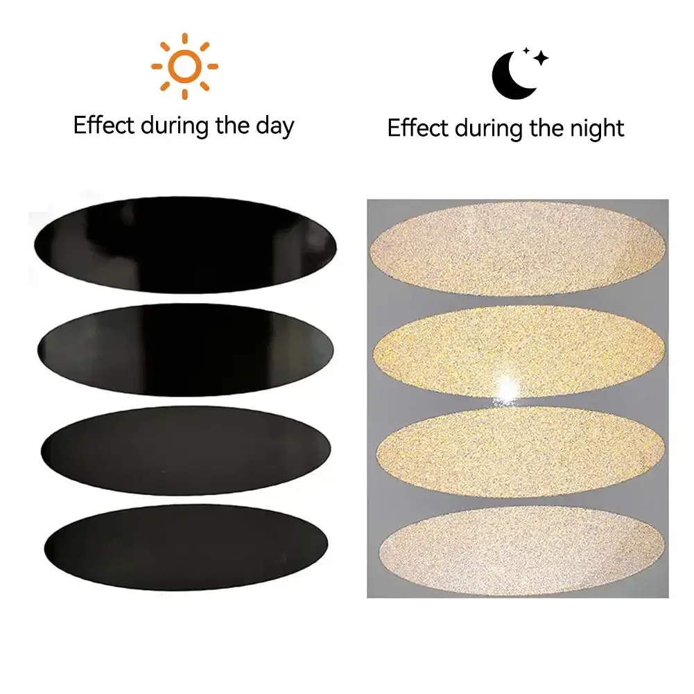 خوذات الدراجات النارية ملصقات عاكسة سوداء غير مرئية بسيطة وفعالة شريط عاكس دائرة وبيضاوية لدراجات الخوذ #4