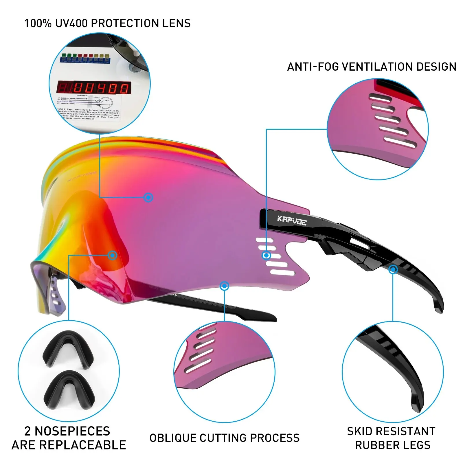 Kapvoe Cycling Glasses Mtb Bike Outdoor Sports Sunglasses Road Bicycle Fashion Sun Glasses Men Women Goggles Running Eyewear