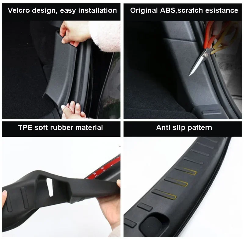 Door Sill Protector Cover for Tesla Model Y Trunk Threshold Bar Welcome Pedal Sticker ABS Side Fender TPE Mats Car Accessories