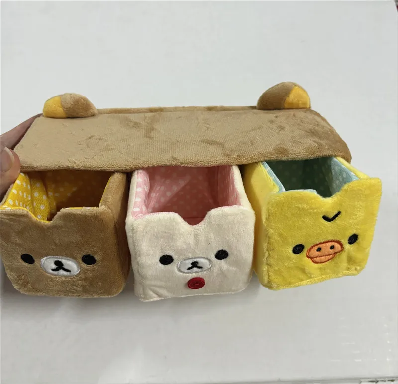 New Cute Rilakkuma Bear Plush Desktop Storage Box Kids Girls Stuffed Make up Bags Cosmetic Case For Women