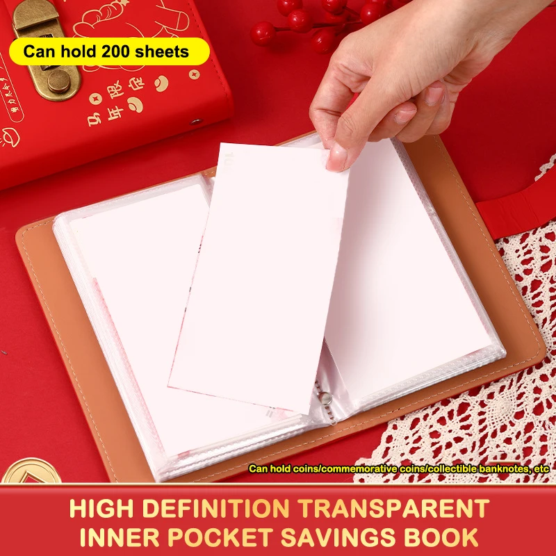 With Password Lock 100 Envelopes Money Saving Challenge Lucky Money PU Savings Binder Reusable Portable Money Collection Book