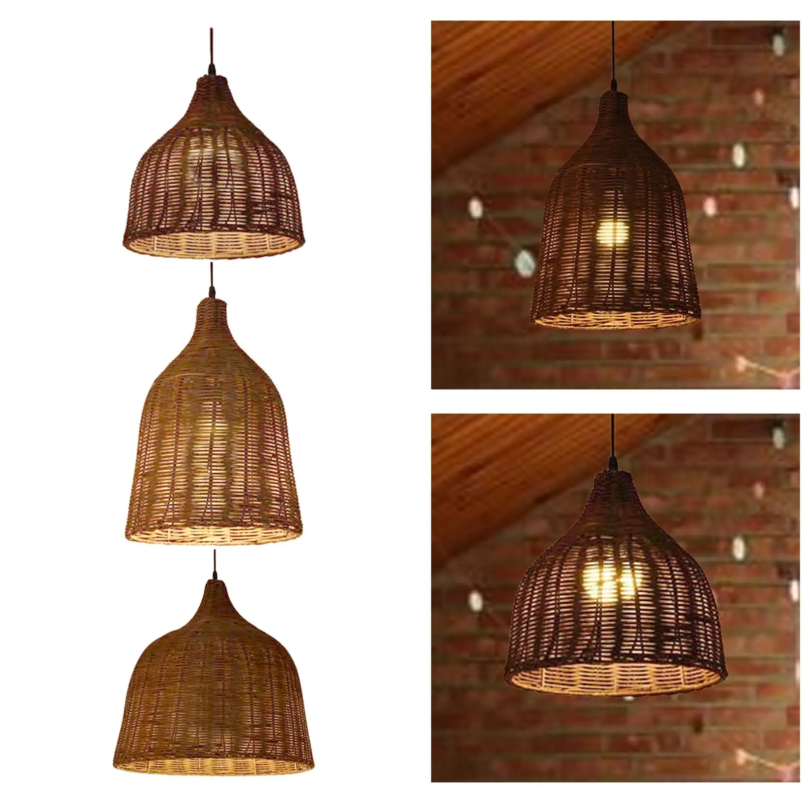 Handwoven Bamboo Pendant Light Fixture, Creative Hanging Light Lighting Shades for Living Room Bedroom