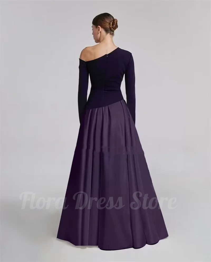 Flora Dress Purple Customized One Shoulder A-Line Formal Evening Dresses Long Sleeves For Women Wedding Gowns Party Robes