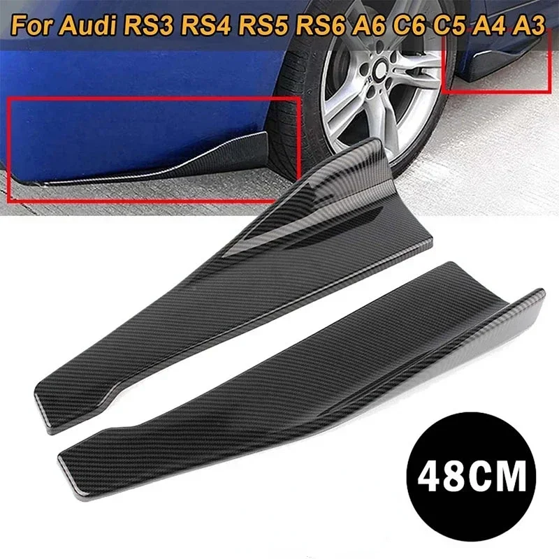 48cm For Audi A6 A4 A3 RS3 RS4 RS5 RS6 Universal Rear Bumper Canard Splitter Side Skirt Extension Body Kit Car Accessories