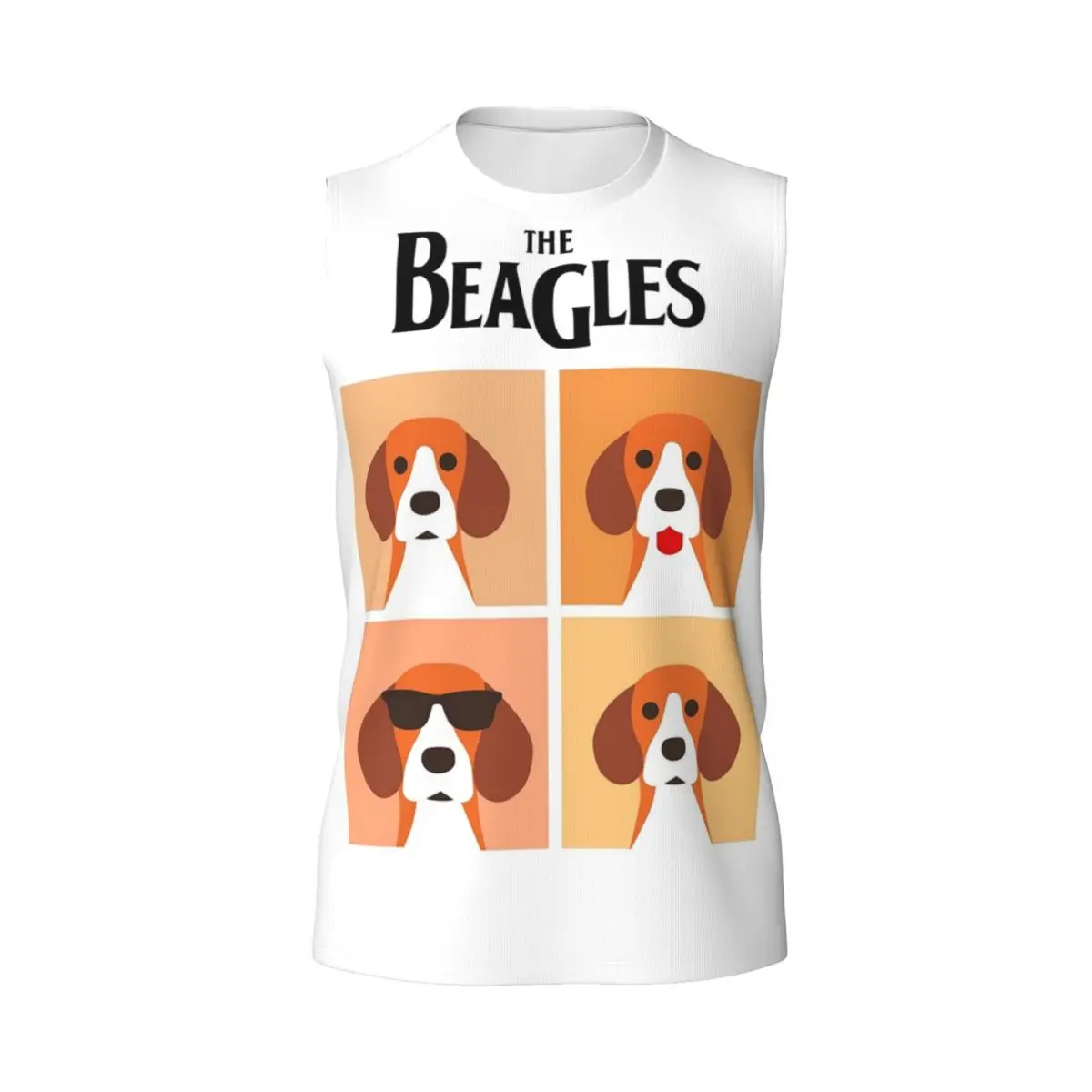 The Beagles Men Printed Sleeveless T-shirt Casual Hip Hop Street Style Beach Holiday Tank Tops