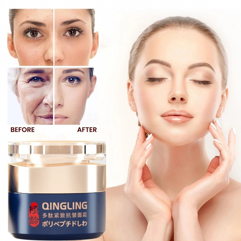 Crema facial antiarrugas con péptido japonés, extracto de planta Natural Qingling, reafirmante suave, nutrición profunda, hidratante, piel firme Unisex, 50g