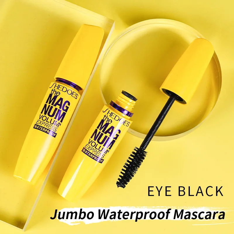 SHEDOES Rímel amarelo à prova d'água, alongamento, ondulação, volumizador, natural, de longa duração, à prova de manchas, cosméticos de maquiagem para os olhos