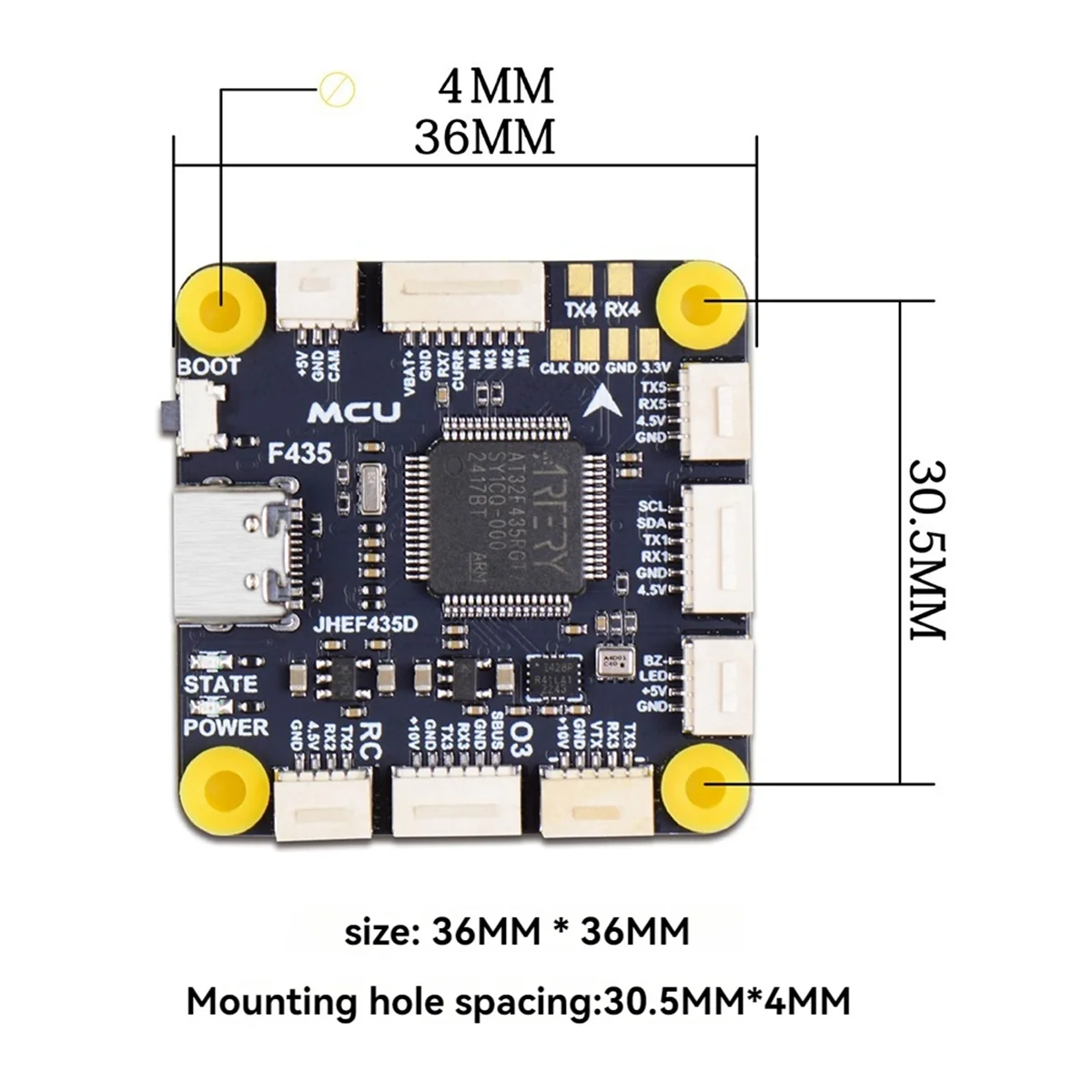 For JHEMCU AT32 F435 Flight Controller GF30 F435 for FPV Racing Drone Flight Controller TQ