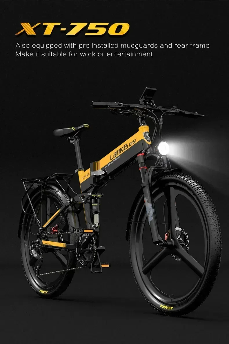 XT750 Mountain Electric Bike 500W Powerful motor 48V12.8AH battery 21-speed Off-Road E-Bicycle 26-inch tire foldable City E-Bike