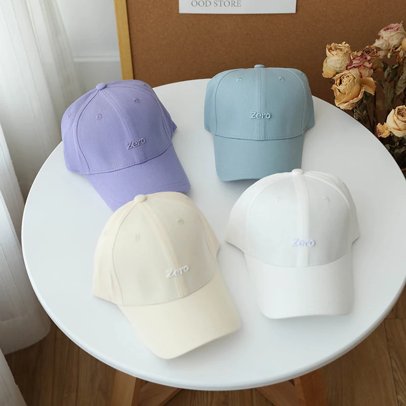2023 Korean Candy Color Cotton Baseball Cap Spring Summer Comfort Weat-absorbing Snapback Adjustable Letter Embroidery Sunhat