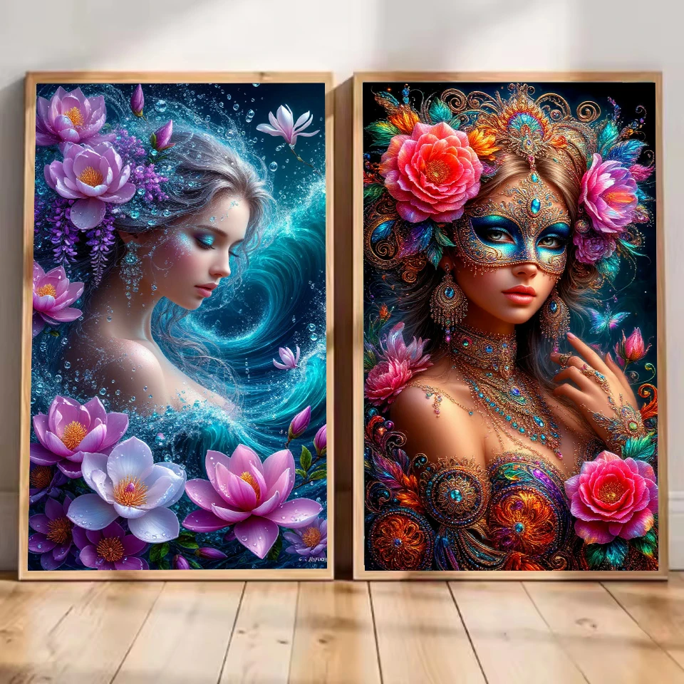 

5D Diamond Art Painting for Beautiful Flowers Woman Diamond Embroidery Mosaic DIY Diamond Cross Stitch Kits Handmade Handcraft