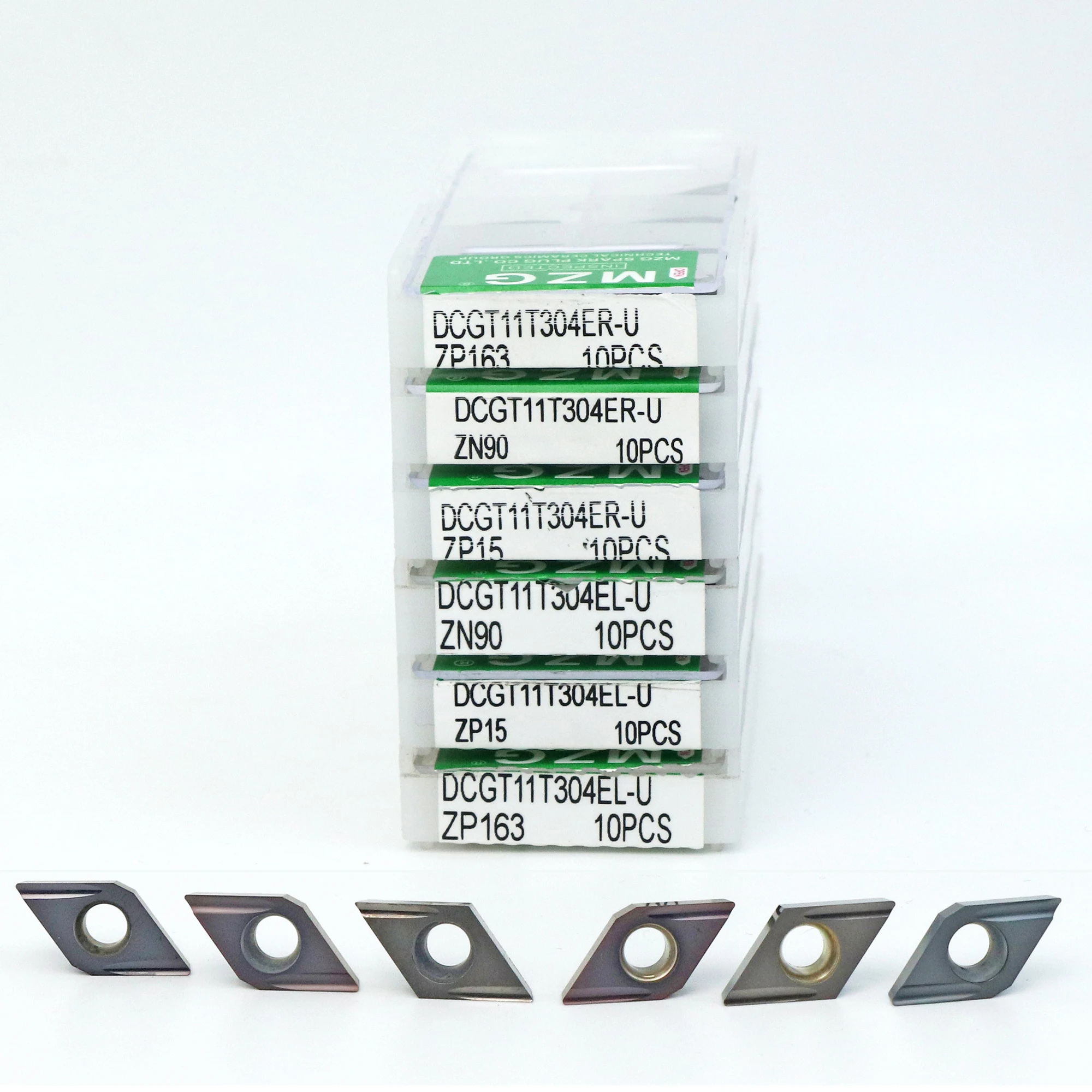 

MZG 10pcs DCGT070202 DCGT070204 DCGT11T302 DCGT11T304 Cermet Turning Inserts CNC Lathe Cutter Steel Iron Processing Tool DCGT