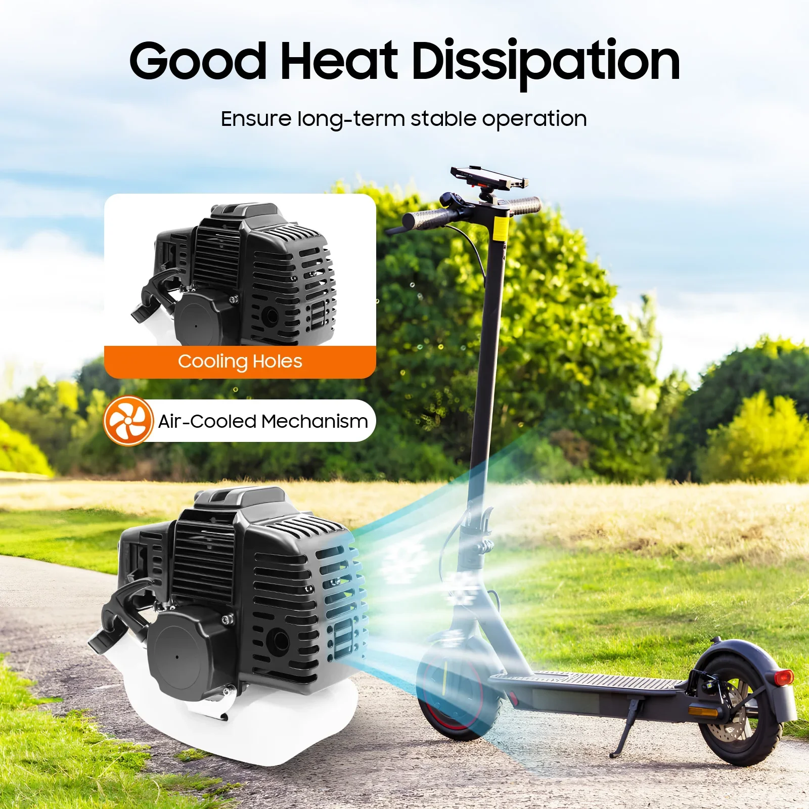 

49cc 2-Stroke Engine Motor W/ Fuel Tank, High-Performance Aluminum Alloy Motor, 3HP 7000RPM Power Engine, Efficient Air Cooling