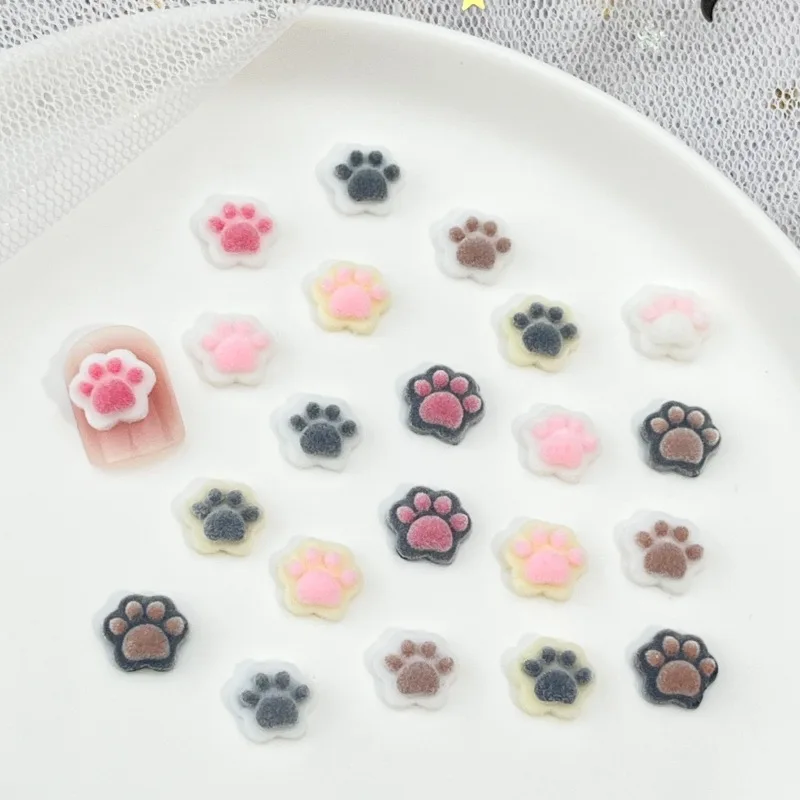 -Kiyomi Claw- Autumn Winter Style Cat Claw Nail Ornament Lovely Cartoon Cat Bear Claw Flocking Nail Accessories