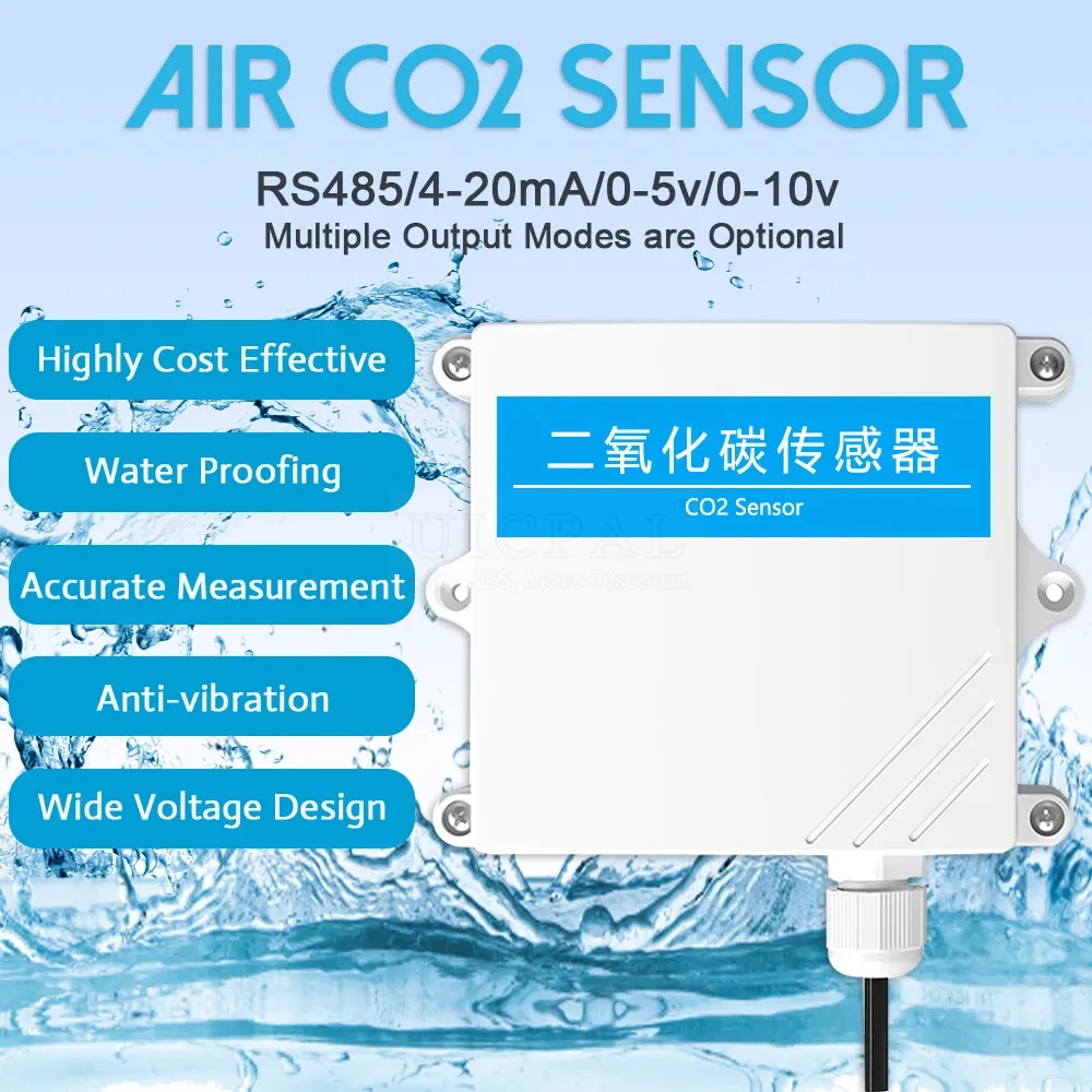 CO2 Sensor Transmitter Gas Concentration Detection for Greenhouse Culture Detector CO2 0-5000ppm RS485 4-20mA 0-5V 0-10V Output