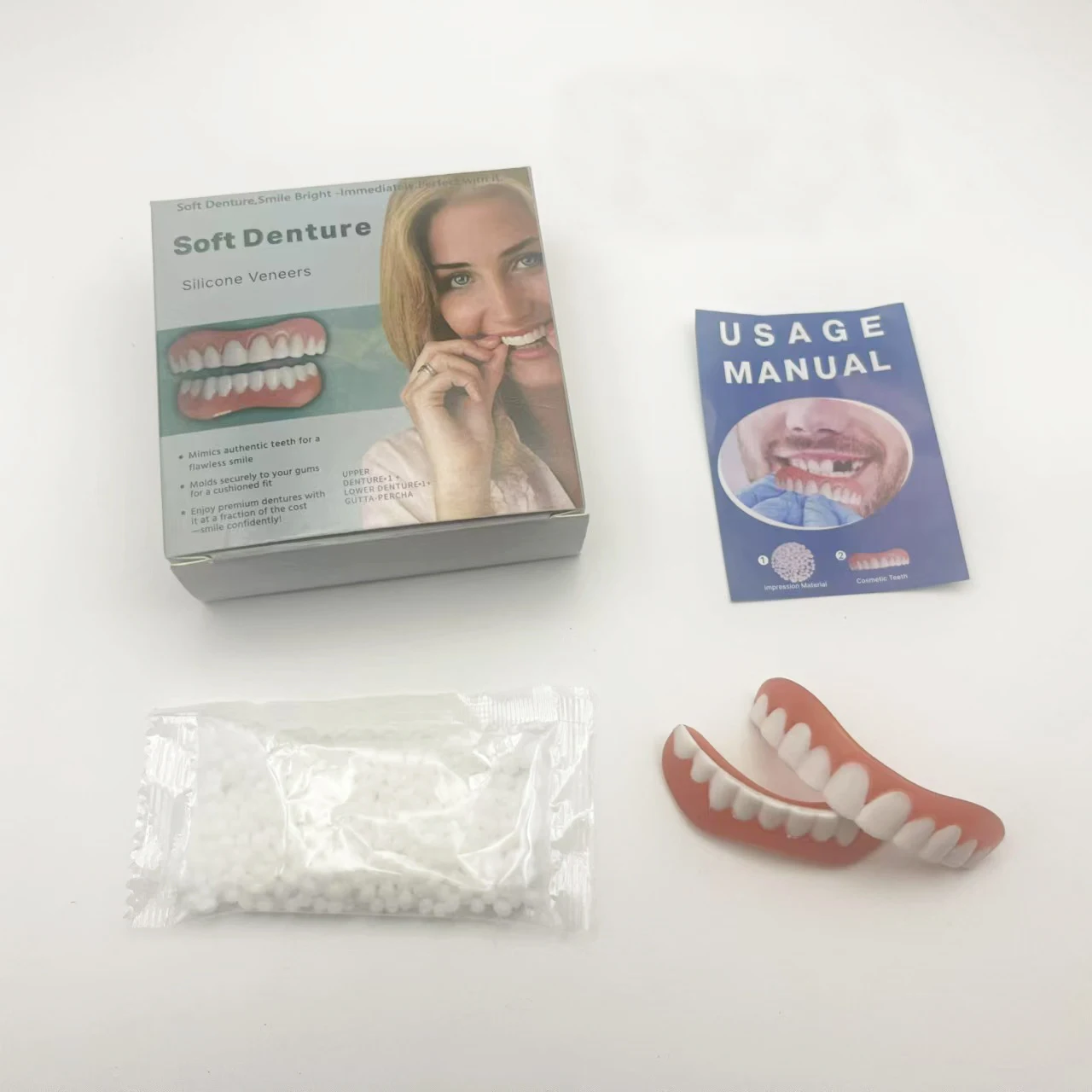 

New Hot Denture Silicone Liners Soft Denture Kit Soft Denture Kit Teeth Upper And Lower Set Easy Use Braces