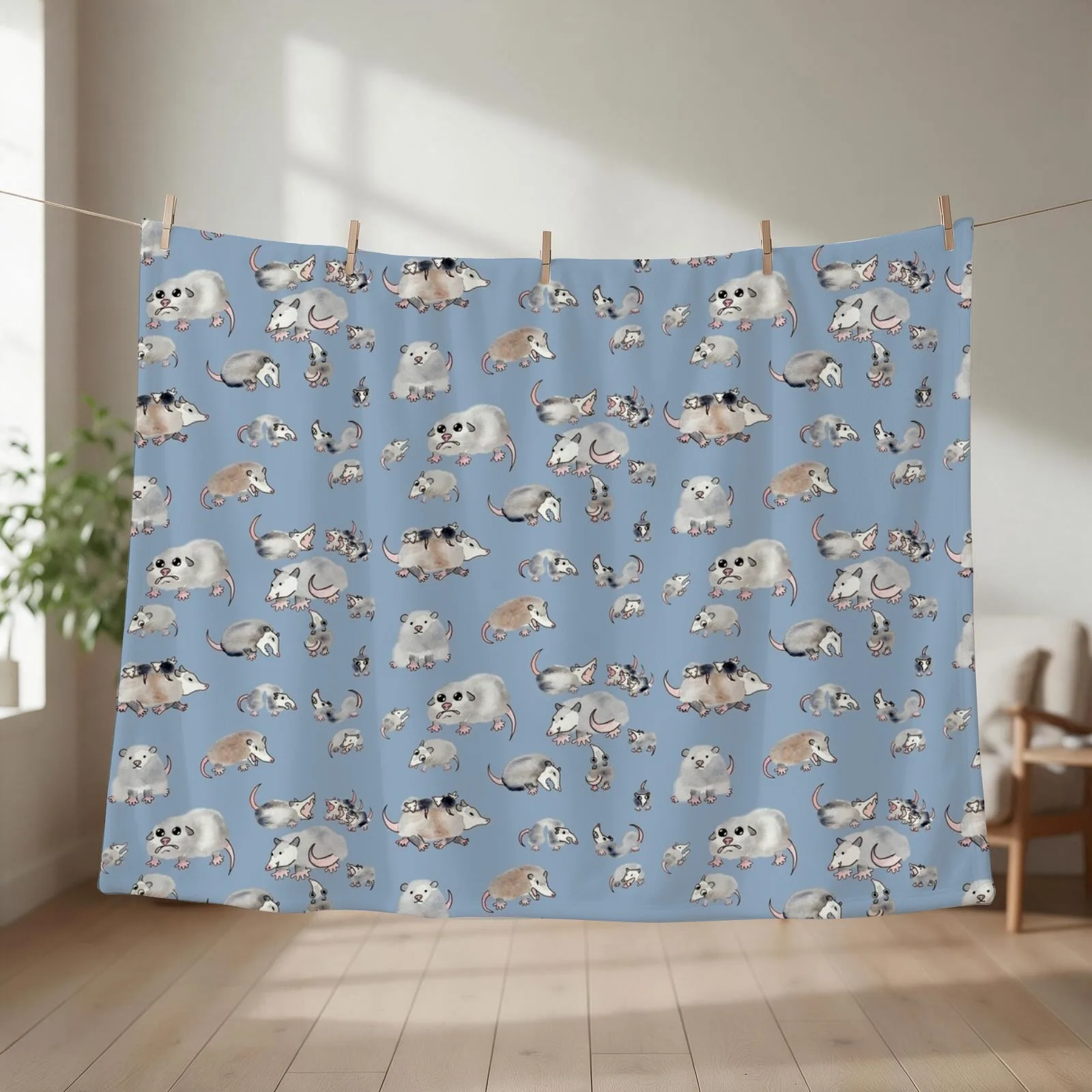 Perturbed Possums Throw Blanket Single For Sofa Thin Sofa Throw Flannel Fabric Blankets