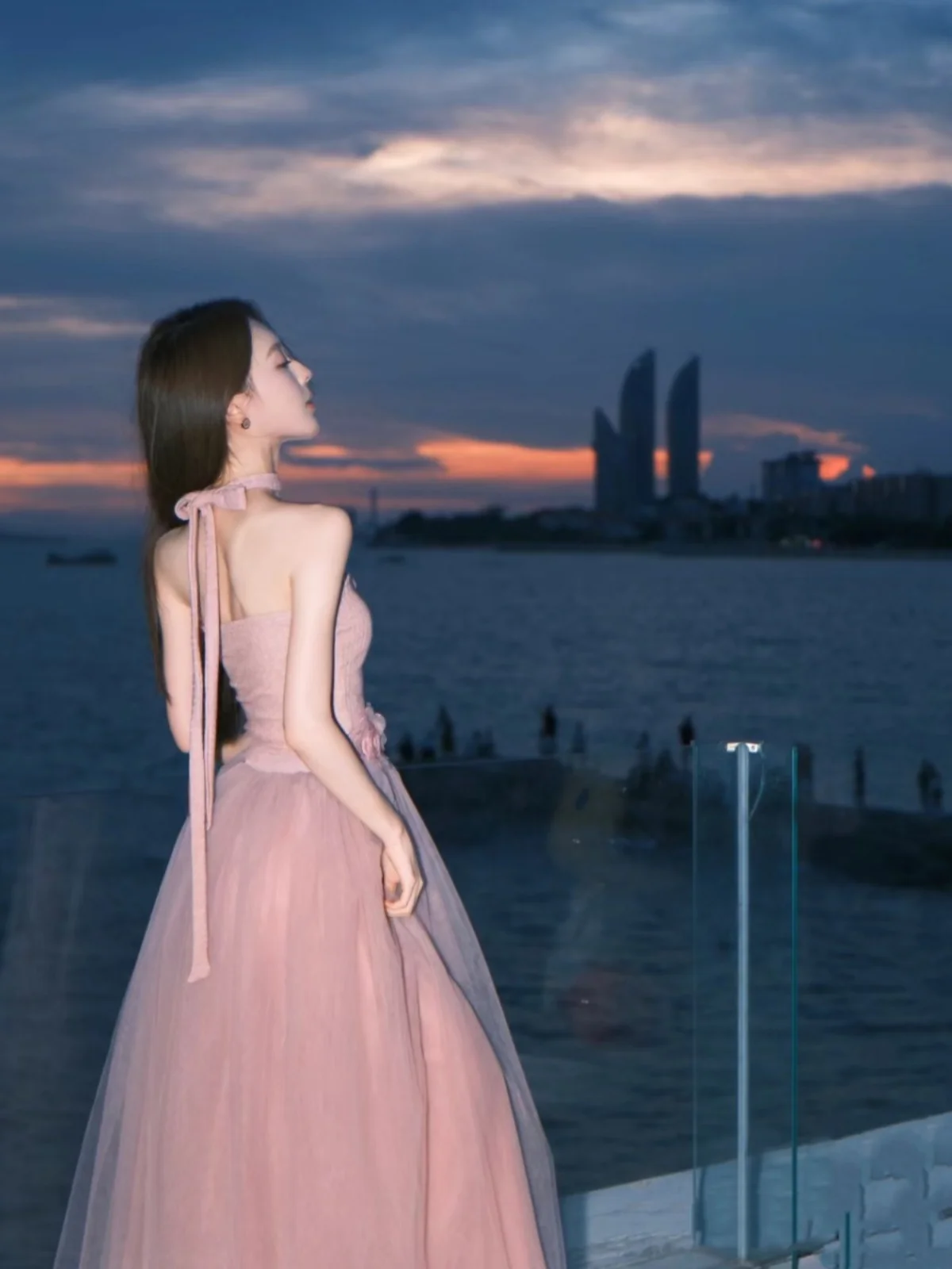 Pink Me f-length Skirt Set Summer Beach Vaion Fairy Skirt Dopane Sle Two-piece Polyester Fiber Women's Suit