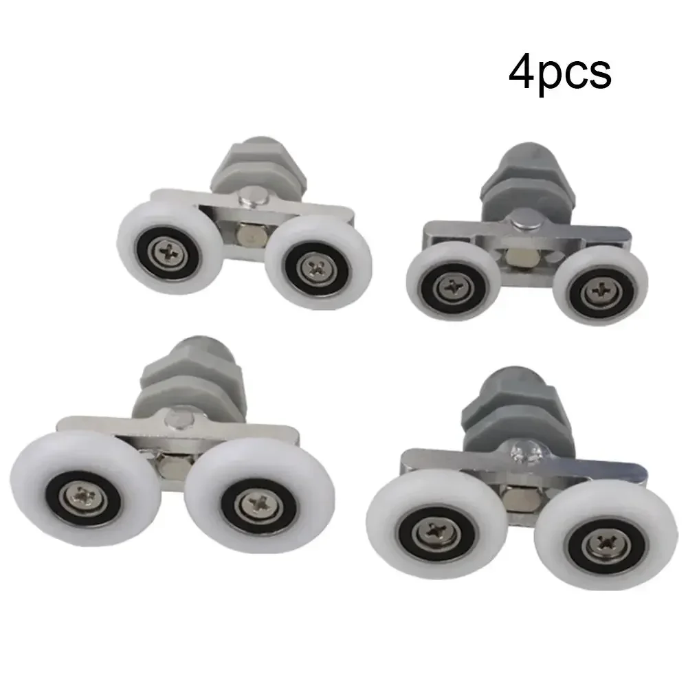 4Pcs 19/23/25/27mm Twin Bathroom Shower Door Sliding Roller Sliders Vintage Arc Shower Room Glass Door Sliding Wheel NEW