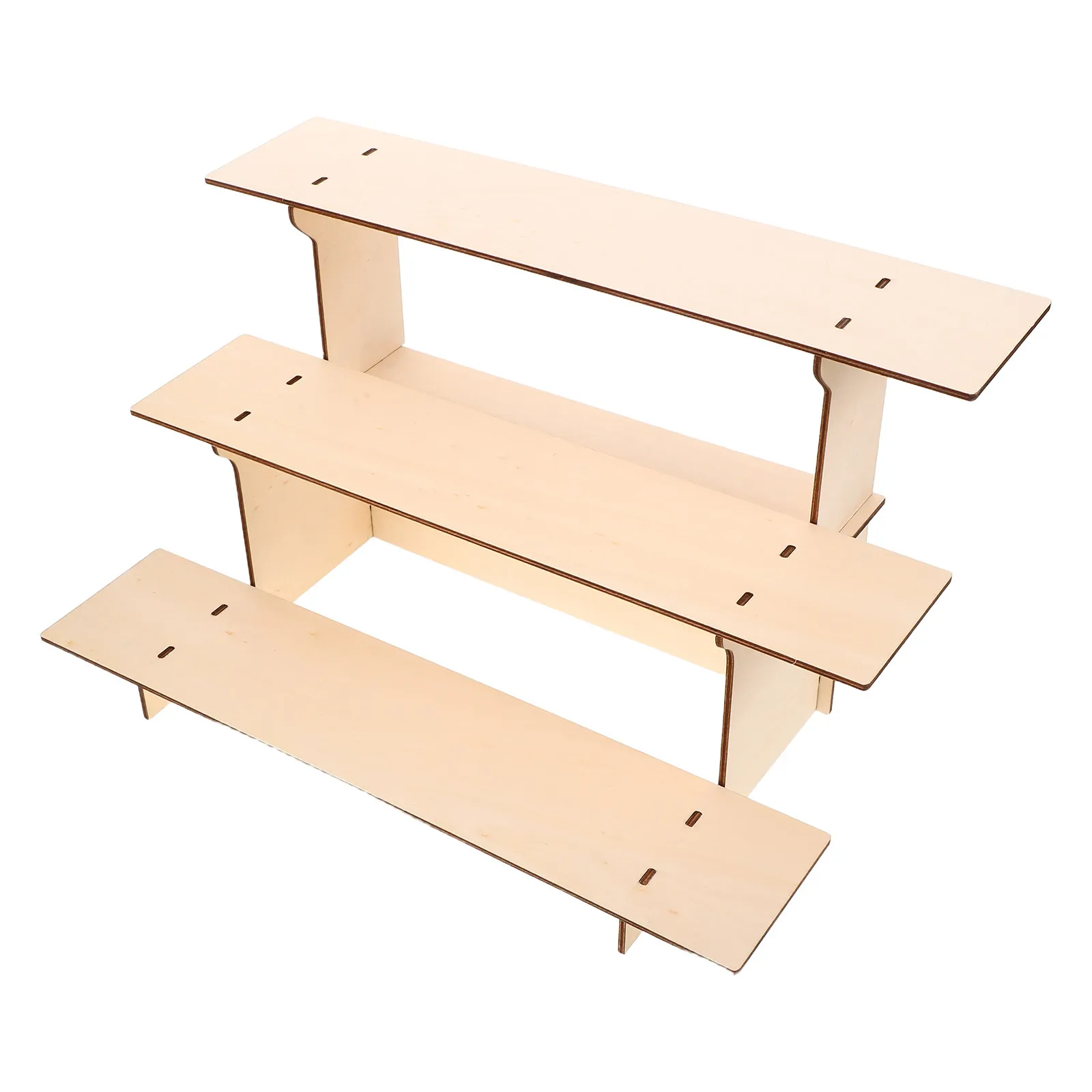 

Трехуровневая деревянная подставка для украшений с натуральной отделкой под дерево для серег, ожерелий, браслетов, для розничной торговли, настольная, для выставок и рукоделия