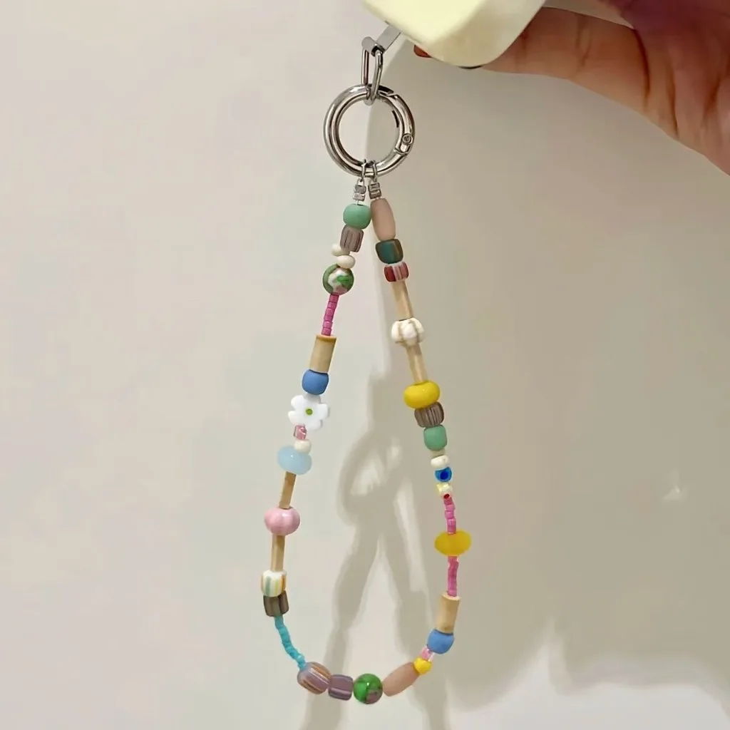 Phone Camera Lanyard Multifunctional Handmade Beaded Chain Decorative Eyeglass Chain Electroplated Keychain Bag Charm For Camera