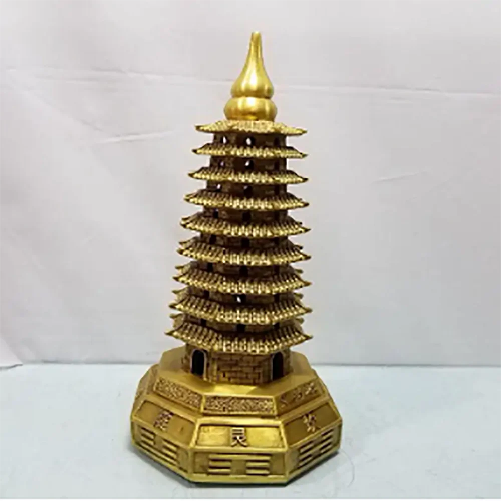 ure copper eight trigrams nine story Wenchang tower furnishings to help prosperous career Fengshui zhenzhai transfer pagoda