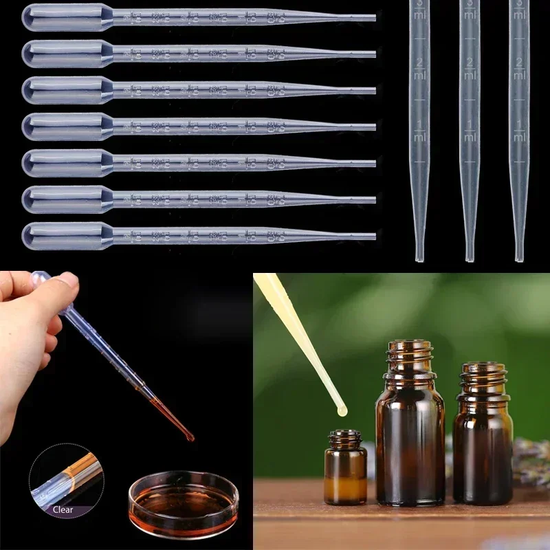 100 pces 0.2ml-10ml mini capacidade de plástico descartáveis pipetas de transferência graduadas conta-gotas polietileno para ferramentas de maquiagem laboratórios científicos