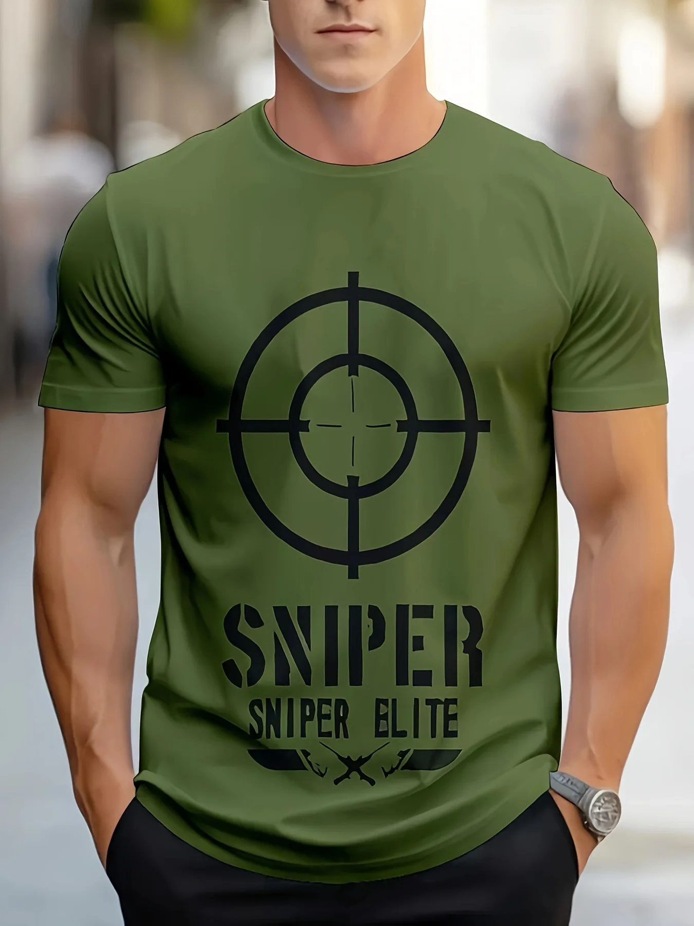 Funny Sniper Elite Target Graphic T-Shirt 100% Cotton O-Neck Short Sleeve Summer Casual Mens T-shirt Streetwear