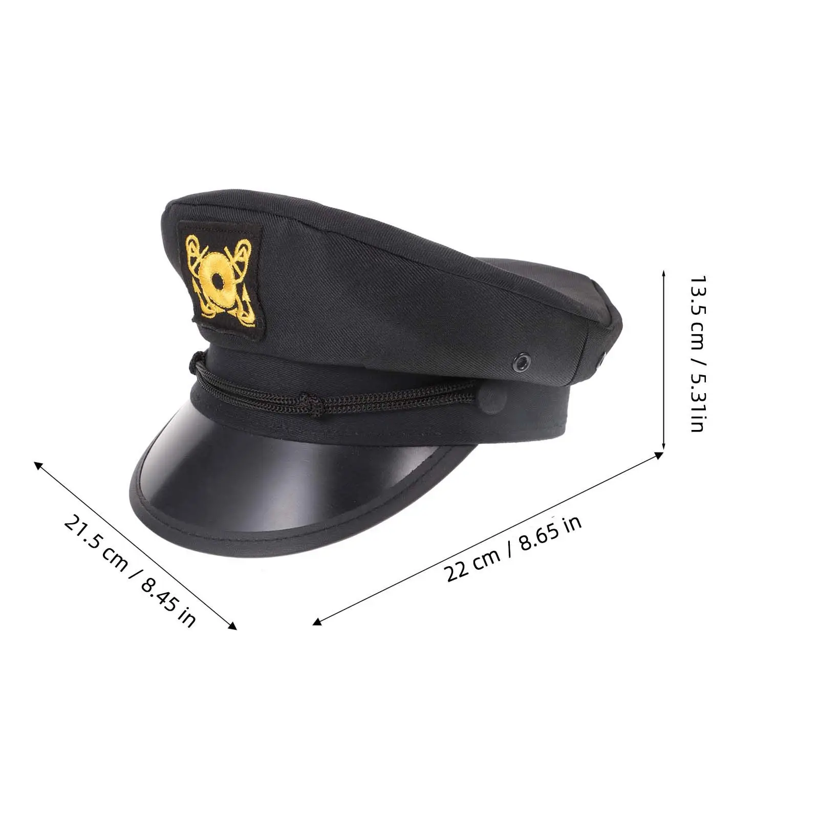 Black Captain Hat Adult Unisex Sailor Style Hat for Cosplay Costume Party Decoration Daily Wear Sun Protection Outdoor Travel