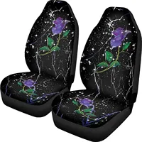 Purple Rose 2 Pcs Car Seat Covers Galaxy Starry Sky Splash Flower Front Car Seat Cover Easy to Install Protector for Cars SUV