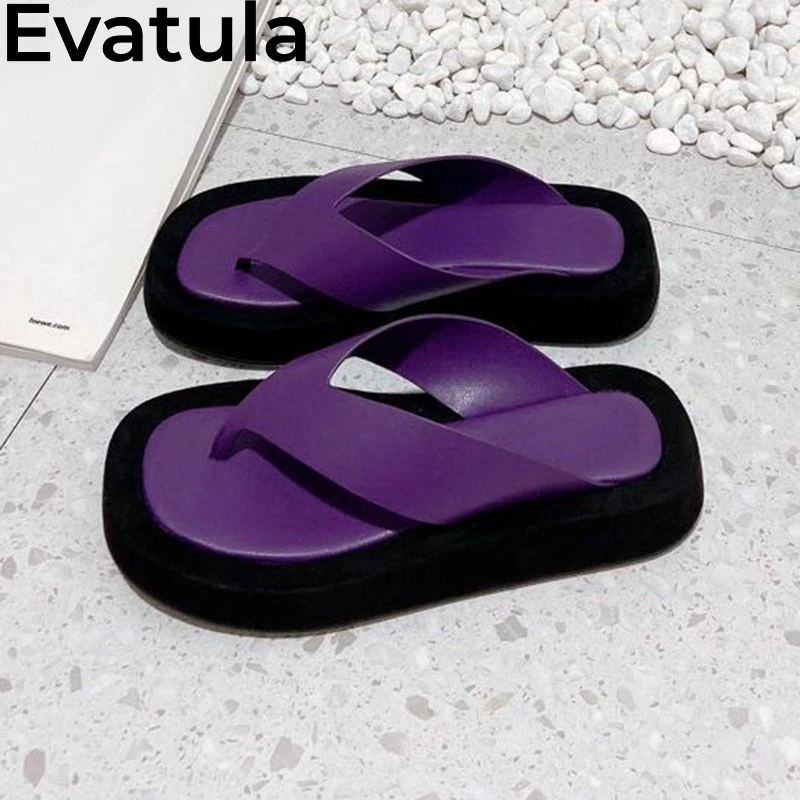 2024 Summer Casual Flat Heel Flip Flops Women Concise Clip Toe Mules Leather Flat Slippers Leisure Vacation Beach Slides Femme