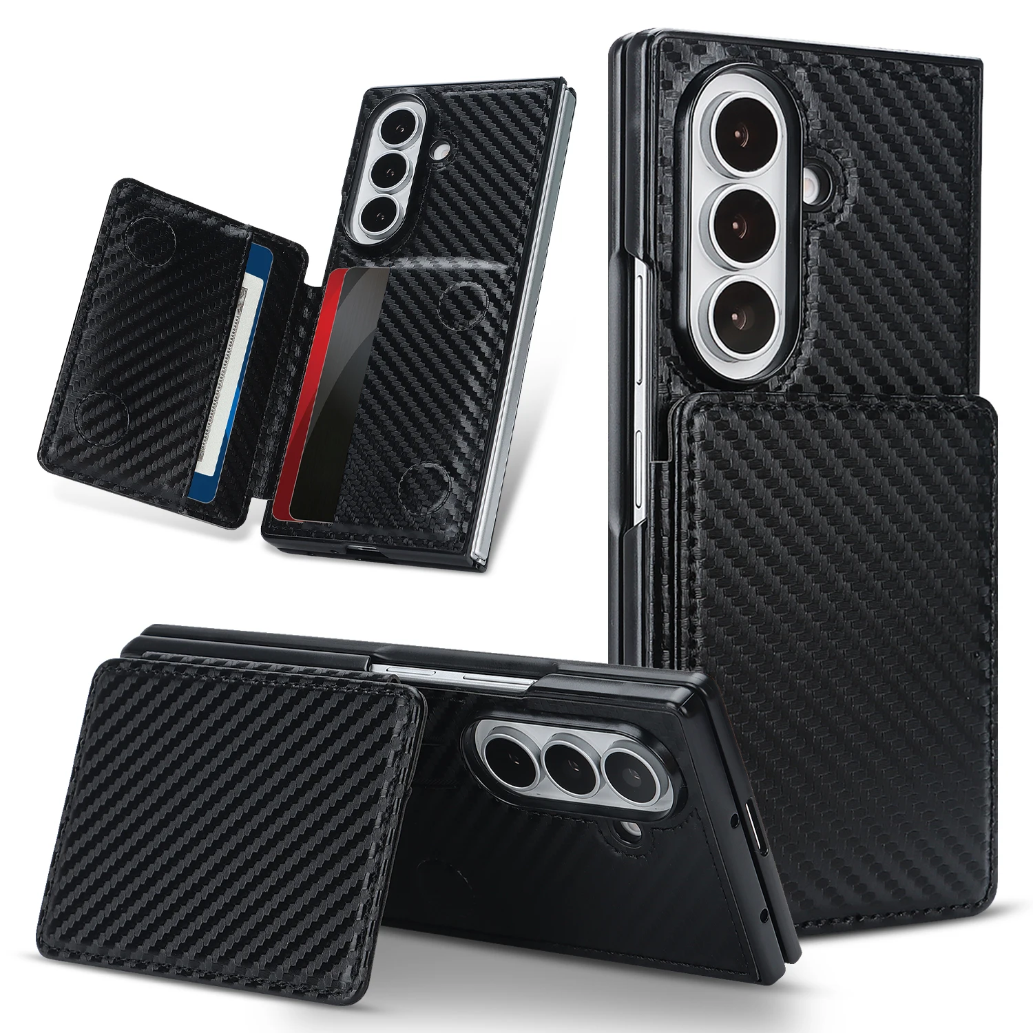 Shockproof Leather Card Holder Slot Wallet Case For Samsung Galaxy Z Fold 8 Ultra, Slim Flip Kickstand Matte Phone Cover Funda