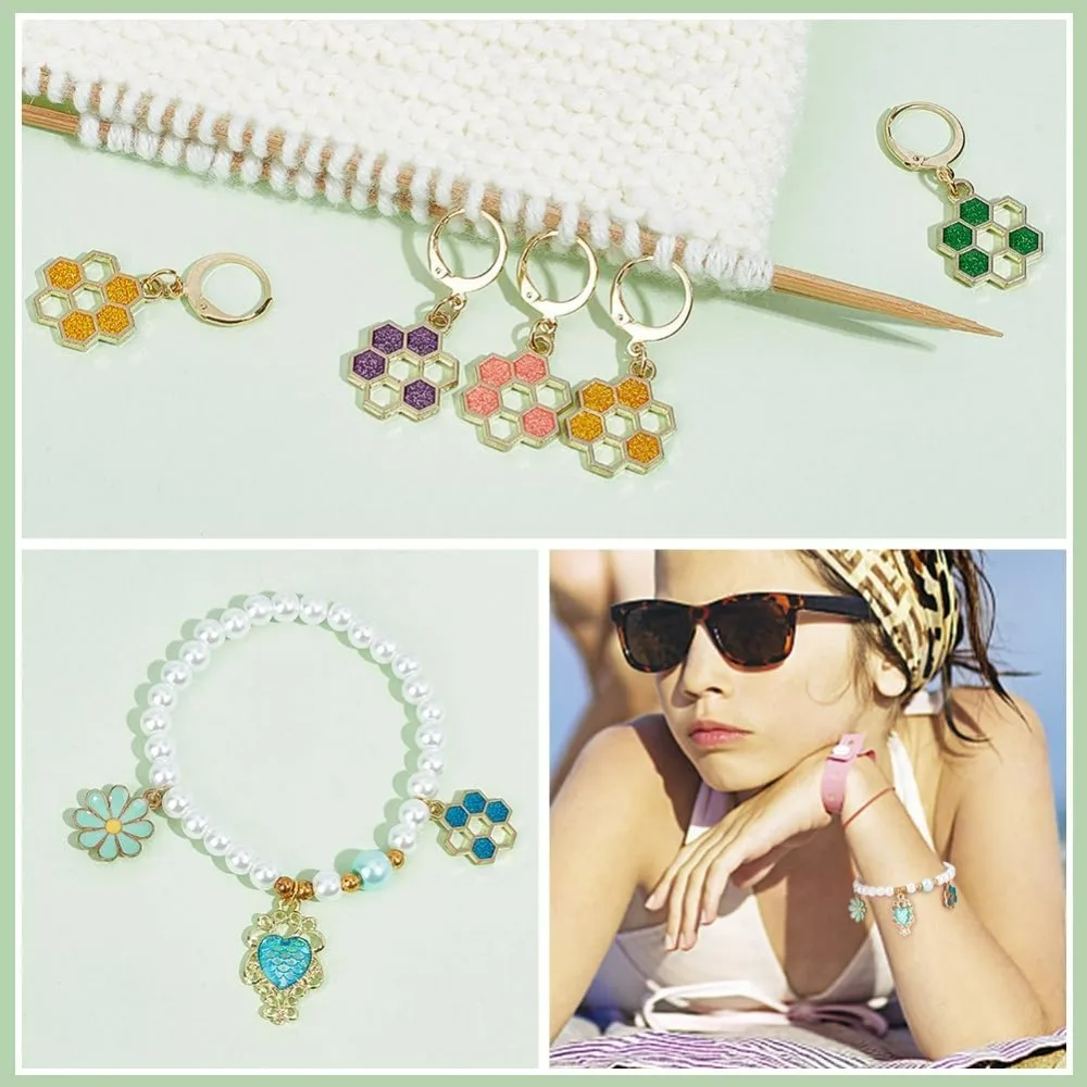 24 قطعة علامات غرزة العسل المينا الكروشيه غرزة ماركر للإزالة Leverback المشبك قفل غرزة علامة للحياكة