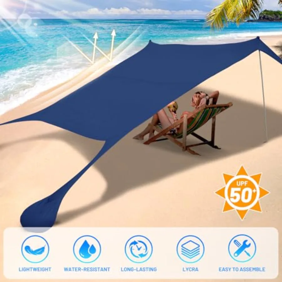 خيمة الشاطئ العائلية المظلة الشمس الظل المنبثقة غراندي خيمة للشاطئ الشمس المأوى الاستقرار 4 أقطاب مع حقيبة حمل المحمولة الظل في الهواء الطلق #4