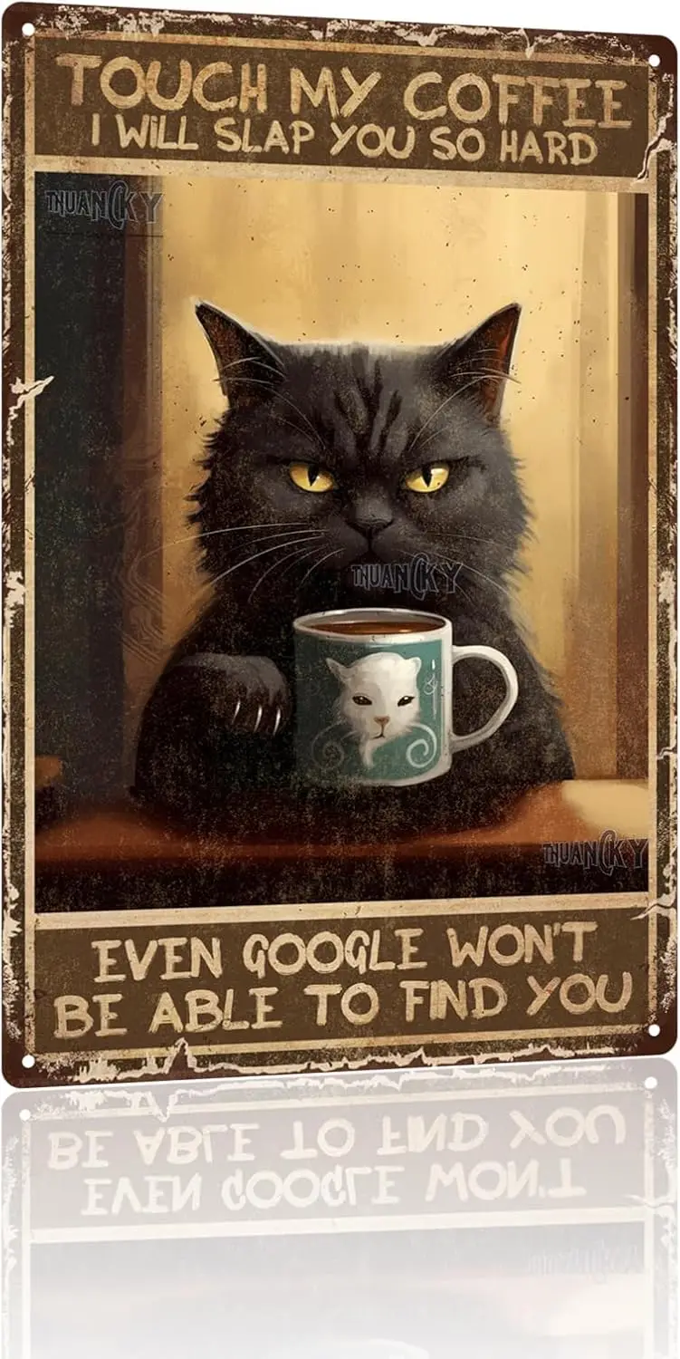 Aluminium-Blechschilder, Vintage-Wanddekoration, My Coffee Black Art Poster, Blechschilder, interessante Badezimmer-Wanddekoration, aus Sui-Aluminium