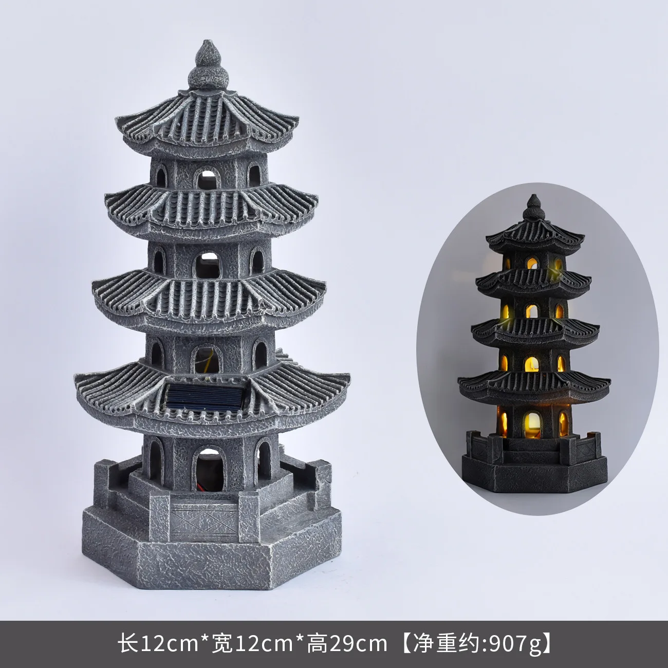 Cross-border New Solar Stone Tower Palace Lantern Courtyard Ornament Garden Landscaping Statue Villa Decoration Handicraft