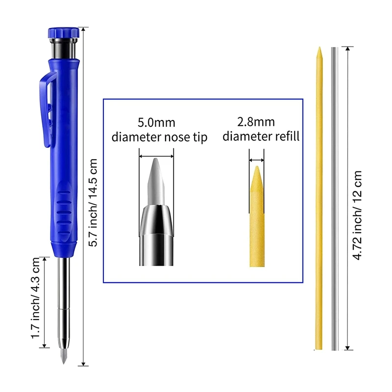 5 Packs Silver Streak Welders Pencil Set With Carbide Scriber Tool Solid Marker Metal Marking Tool Built-In Sharpener