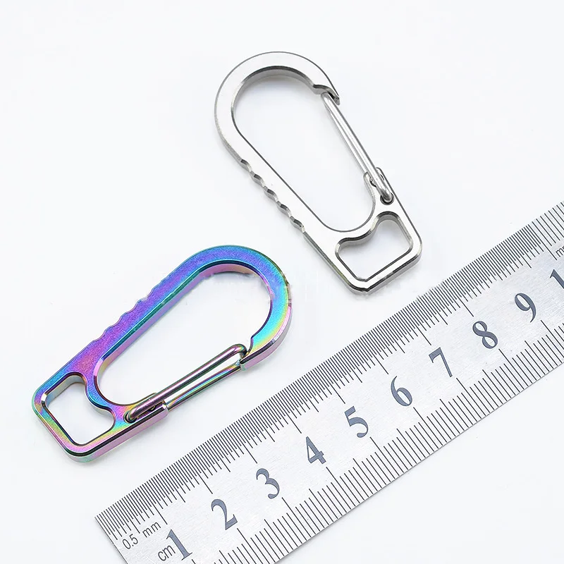 Top!-Titanium Alloy Key Ring Press Hanging Buckle Elastic Ring Type Quick Hanging Outdoor Multi-Function Carabiner