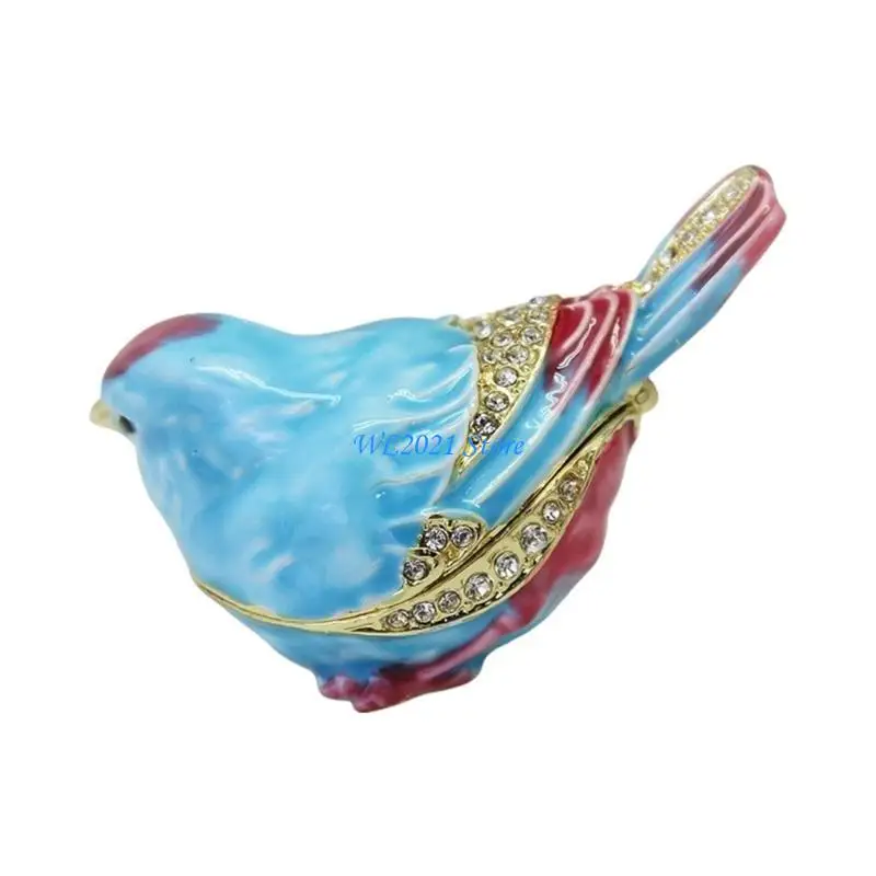 

G5GC Elegant Enamel Sparrow Jewelry Storage Box Stylish Accessory Organization Case