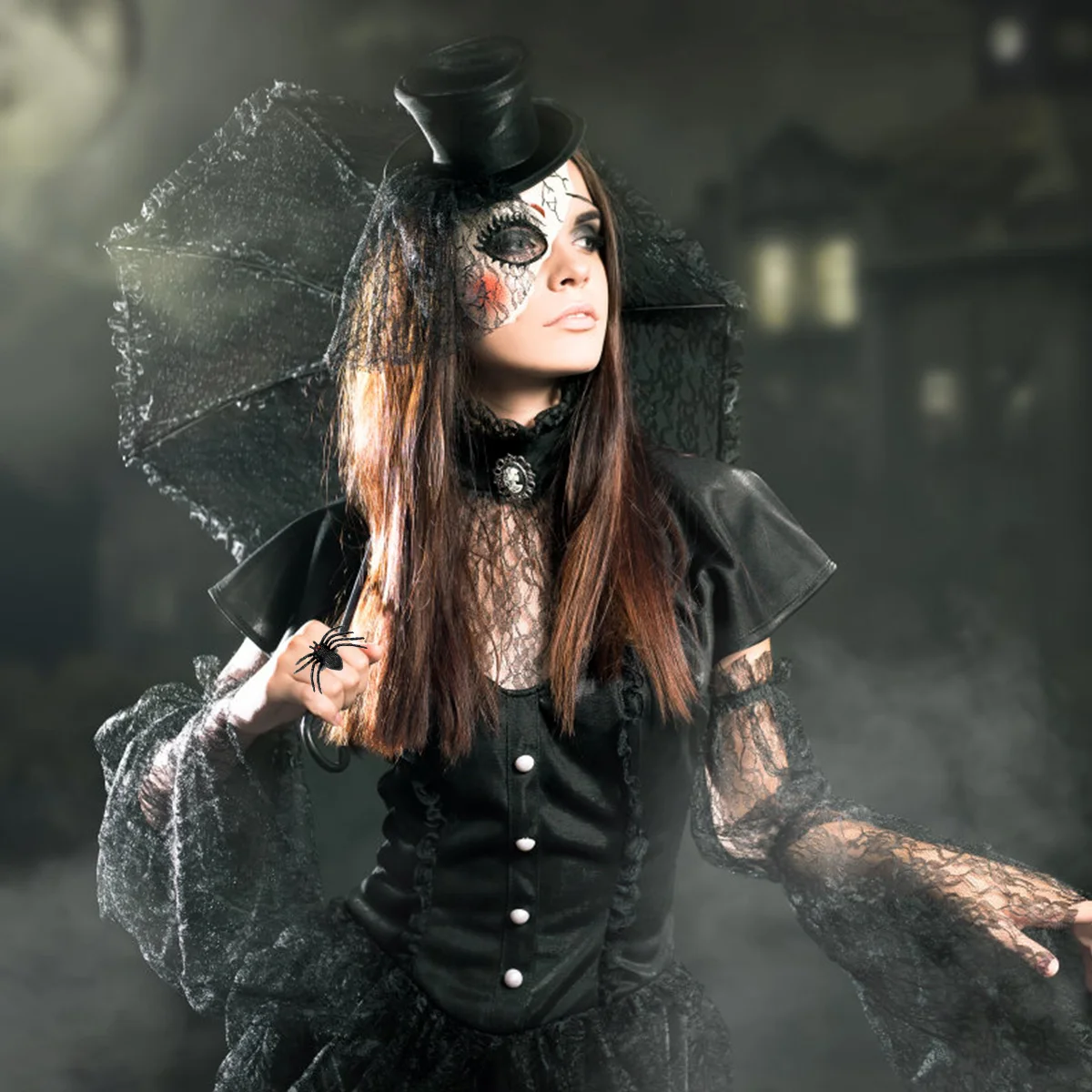

1Set Halloween Spider Rings Creative Plastic Durable Black Finger Rings Party Decoration Set Party Plastic Ring