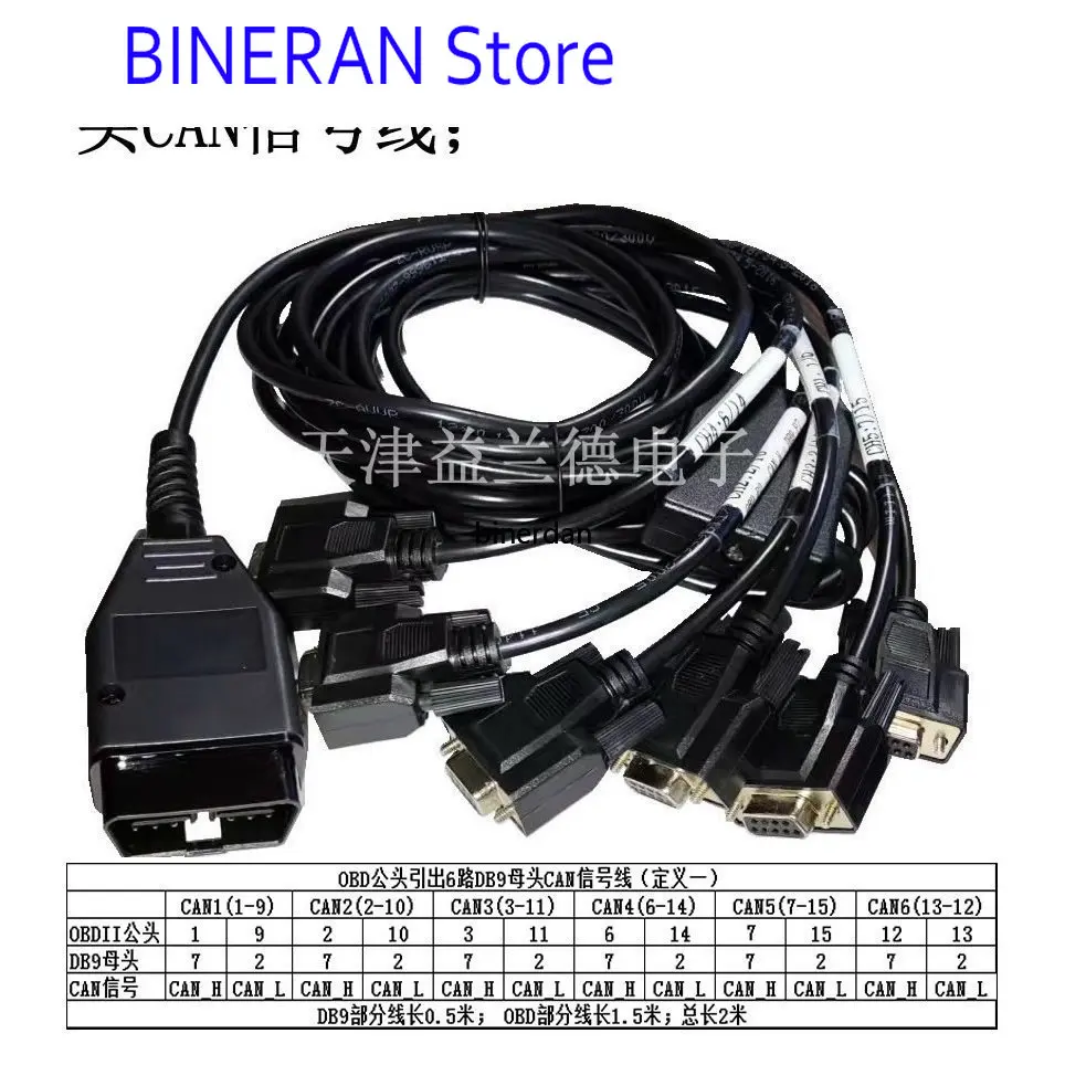 

OBD male lead out 6-way DB9 female signal line sequence one