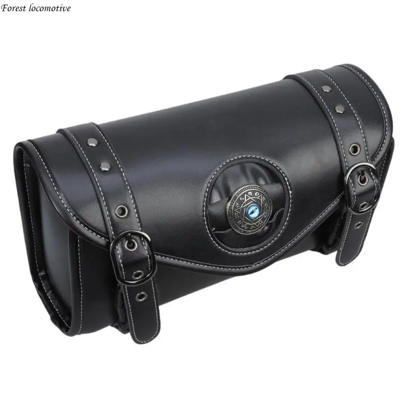 

Saddlebag Front Fork Handlebar Bag Punk Leather Motorbike Tool Bag 32GB